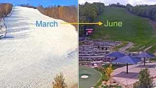 Timelapse of Ski Resort Snow Melting - From Winter Closure to Summer Opening!