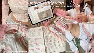 PRODUCTIVE STUDY VLOG ⋆𐙚₊˚⊹  | school girl diaries, midterms, haul, lots of studying ft. liveXP