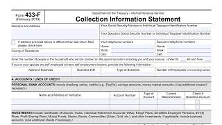IRS Form 433-F walkthrough (Collection Information Statement)