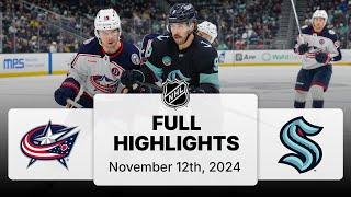 NHL Highlights | Blue Jackets vs. Kraken | November 12, 2024