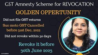 GST Amnesty Scheme for Revocation of GST cancelled Suo Moto (in case of Non filing of Returns)