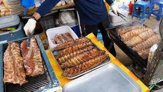 등갈비만 하루 100키로 팔리는 시끌벅적 오일장 - 경기도 포천 신읍장 - Grilled Pork Back Ribs - Korean Traditional Market