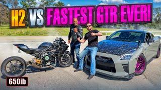 352HP NINJA H2 RACED THE FASTEST NISSAN GTR EVER!