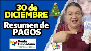  30 de DICIEMBRE De 2024, RESUMEN DE PAGOS PROGRAMAS SOCIALES PROSPERIDAD SOCIAL.