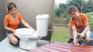 FULL VIDEO: 30 Days Harvesting Mushroom - Building Toilet System (WC), BUILD LOG CABIN