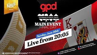  Final Day of €199  German Poker Days NLH Main Event live from King's  (table sound)