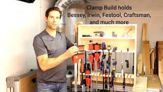 Woodworking Clamp Rack build fits Bessey, Irwin, Festool, Craftsman   (full version)