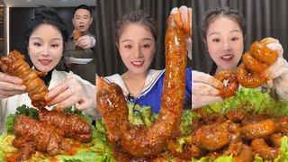 Spicy Chinese food  SOSLU ÇİN YEMEKLERİ YEME | Mukbang | (Blood Sausage, Sheep Brain, Pork gut) 먹방