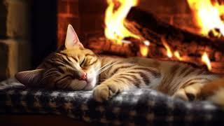 24 Hrs Purring cat with cozy Fireplace (No Ads)  You will relax and fall asleep instantly