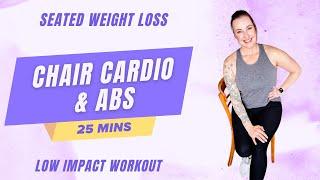 SEATED CARDIO & CORE STRENGTH: 25 Min Low Impact Chair Workout Tone & Strengthen Abs + Weight Loss