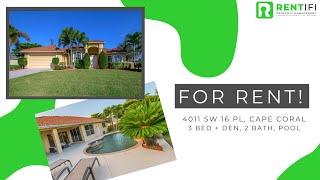 Cape Coral Home for Rent 3BR+Den/2BA by Rentifi Property Management