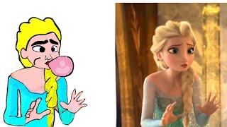 Frozen Elsa funny Drawing memes -Try not To laugh