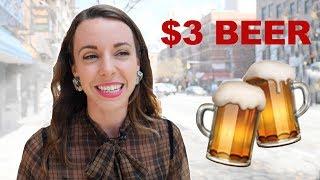 CHEAPEST BEER in NYC | $3 pints + a FREE hotdog!