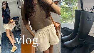 vlog_ 드뮤어룩 맛집, 셀린느 레인부츠 언박싱, 코스 COS 신상 입어보기 하울, 미우미우, 티파니, 쇼핑 브이로그, 일상 브이로그