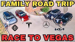 Electric Family SUV Race To Vegas! Model X v R1S v EV9 v EQS - Part 1