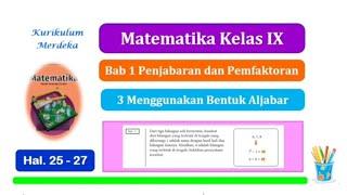 Matematika Kelas 9 Bab 1 - Menggunakan Bentuk Aljabar - hal. 25 - 27 Kurikulum Merdeka - Gakko Tosho