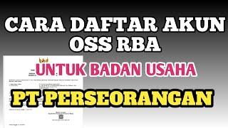 TUTORIAL MENDAFTAR AKUN PT PERSEORANGAN DALAM OSS RBA