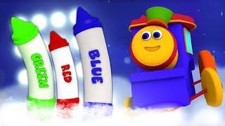 Bob o trem | rima de berçário | crayons cor canção | canções para crianças | Crayons Colors Song