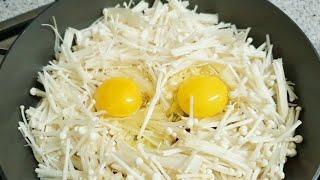 Eat enoki mushrooms and eggs like this! Healthy and delicious enoki mushroom egg dish