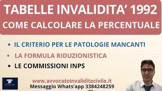 LE TABELLE DI INVALIDITA' E COME CALCOLARLA. Per consulenza messaggio whats'app a 3384248259