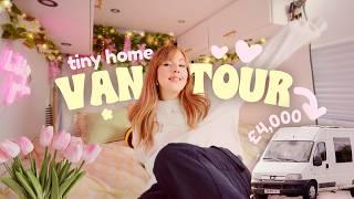 VAN TOUR  a females cozy dreamy home on wheels  A Budget Kawaii & Pink DIY Van Conversion