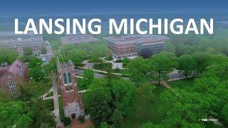 Lansing Michigan from the Air - Aerial Drone Film Reel