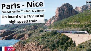 Paris to Nice via Marseille, Toulon & Cannes in France TGV inOui Océane like high speed train