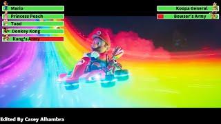 The Super Mario Bros. Movie (2023) Rainbow Road Scene with healthbars