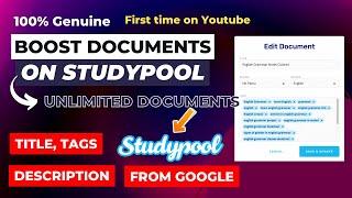 Boost Your Documents on StudyPool and Earn Money | Earn money By selling Documents