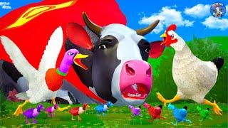 Duck vs Hen: Epic Battle and Super Cow's Daring Rescue Mission from Tiger Attack