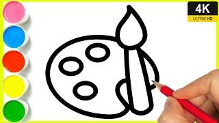 How to draw Colour Palette Drawing || Easy to draw step by palette drawing || Coloring Drawing.