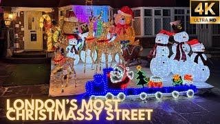  London’s Most Christmassy Street  | Virtual Walk of Lower Morden Lane at Christmas [4K]