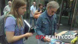 Steven Spielberg with fans on movie set on GTV Reality