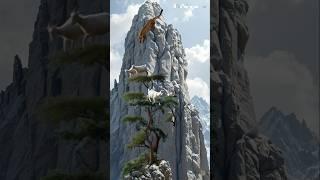  Leopard vs Mountain Goats: Who Rules the Peak? ‍️️표범 대 산양 #shorts #goat #leopard #animals #ai