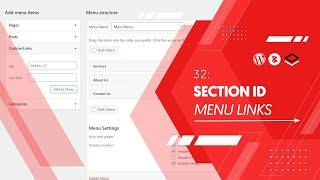 32. Section IDs to create custom menu items and smooth scrolling jumplinks.  Starter Course 2023