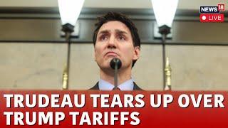 LIVE |Trump's Harsh Tariffs Made Justin Trudeau Cry During Media Brief | US Canada Tariff War | N18G