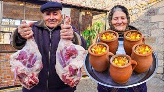 The Best Village Dish! Cooking PITI in the Village House! Azerbaijan's National LAMB SOUP Recipe!