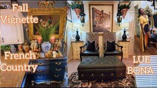 Fall Vignette French Country Family Room/Lue Bona Glam Ottoman Decorate With Me