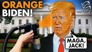 YIKES: White House Unveils New 'ORANGE' Joe Biden in PANIC | The Memes Are Hysterical: 'He's Trump!'