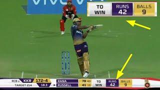 RCB Vs KKR Most SHOCKING Finishes  Andre Russell 48 in 13 balls - IPL 2019 highlights 