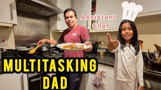 My little Assistant Chef helps Daddy to cook our dinner. Our life in the UK