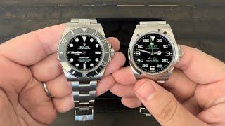 We compare the Rolex Air King (126900) to the Submariner (124060)