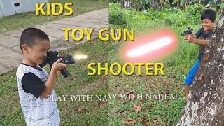 Kids play toy guns Naufal Akmal bermain tembak tembakan