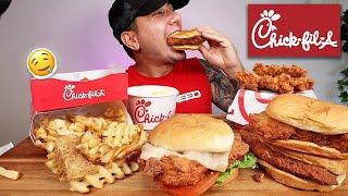 CHICK-FIL-A MUKBANG | SPICY DELUXE SANDWICH + CHICK-N-STRIPS + MAC & CHEESE