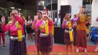 foreigner Isan dance at Surin Thailand "World's Largest Elephant Buffet 2013"