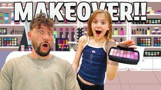 LETTING OUR 10 YEAR OLD MAKEOVER HER DAD!!