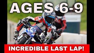 AGES 6-9 in AMAZING Last Lap Battle! British Minibikes Champs. Rd 4 Wigan, Minimoto Race 3