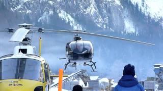 EC130 B4 Landing at Air Glaciers Heliport in Lauterbrunnen, Switzerland