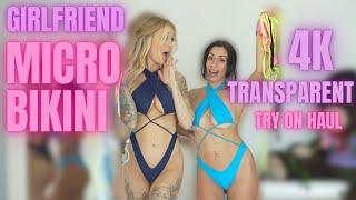 4K TRANSPARENT matching MICRO BIKINI try on with GIRLFRIEND @transparentlyjess with MIRROR view