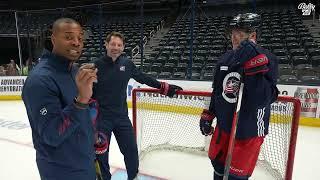Patrik Laine demonstrates the art of his famous one-timer | BLUE JACKETS LIVE